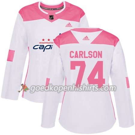 Washington Capitals John Carlson 74 Adidas 2017-2018 Wit Oranje Fashion Authentic Shirt - Dames